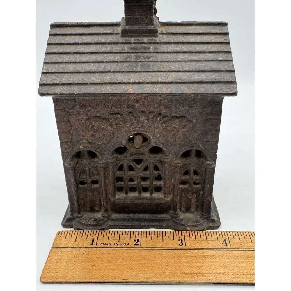 Antique Still Bank Cast Iron House Shape 5
